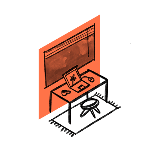 Your own desk in a shared office.