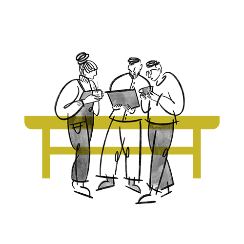 building with a blue line through it